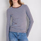 Marnie Long Sleeve Jersey Top - Chocolate/Sky Blue Stripe
