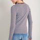 Marnie Long Sleeve Jersey Top - Chocolate/Sky Blue Stripe