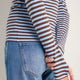 Marnie Long Sleeve Jersey Top - Chocolate/Sky Blue Stripe
