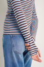 Marnie Long Sleeve Jersey Top - Chocolate/Sky Blue Stripe