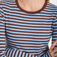Marnie Long Sleeve Jersey Top - Chocolate/Sky Blue Stripe