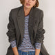 Marnie Long Sleeve Jersey Top - Chocolate/Sky Blue Stripe