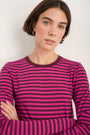 Marnie Long Sleeve Jersey Top - Deep Fig/Pink Stripe