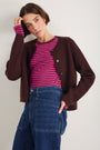 Marnie Long Sleeve Jersey Top - Deep Fig/Pink Stripe