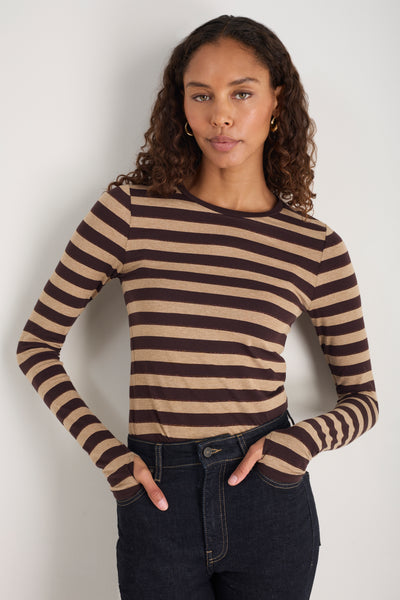Marnie Long Sleeve Jersey Top - Metallic Stripe – WYSE London