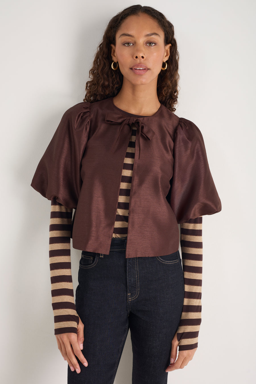 Marnie Long Sleeve Jersey Top - Metallic Stripe