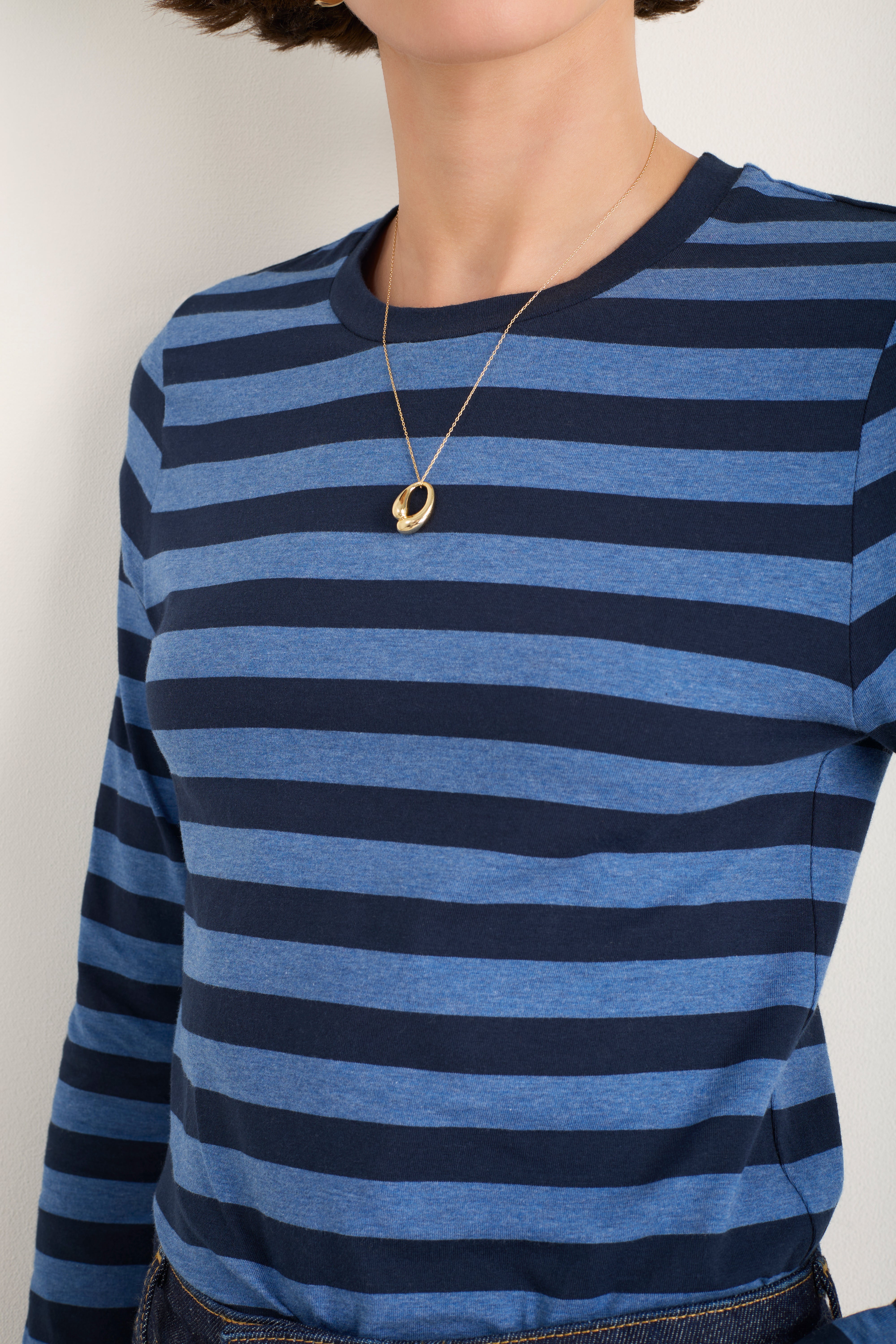 Marnie Long Sleeve Jersey Top - Midnight/Denim Blue Stripe