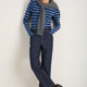 Marnie Long Sleeve Jersey Top - Midnight/Denim Blue Stripe