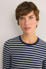 Marnie Long Sleeve Jersey Top - Midnight/Grey Stripe