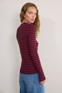 Marnie Long Sleeve Jersey Top - Midnight/Red/Plum Stripe