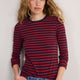 Marnie Long Sleeve Jersey Top - Midnight/Red/Plum Stripe