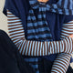 Marnie Long Sleeve Jersey Top - Chocolate/Sky Blue Stripe