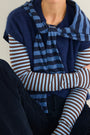 Marnie Long Sleeve Jersey Top - Chocolate/Sky Blue Stripe