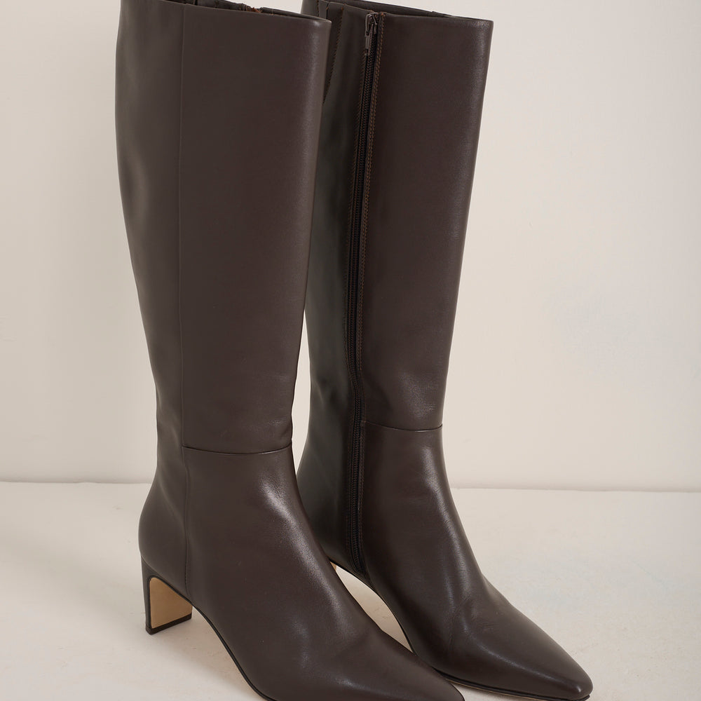 Martha Knee High Leather Boot - Espresso