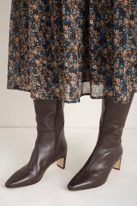 Martha Knee High Leather Boot - Espresso