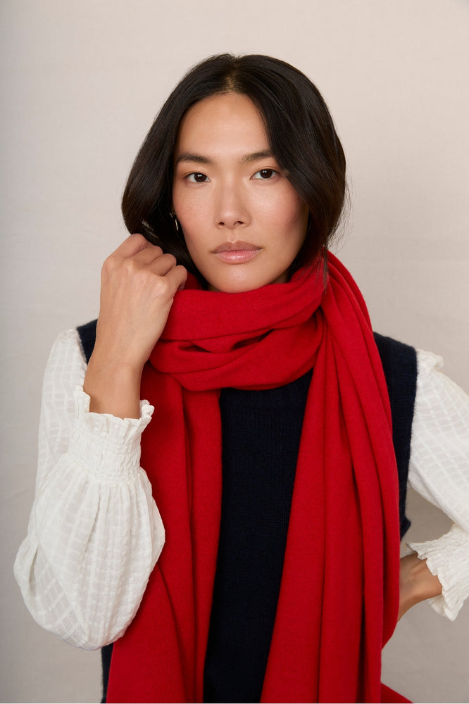Mathilde Cashmere Scarf - Cherry Red