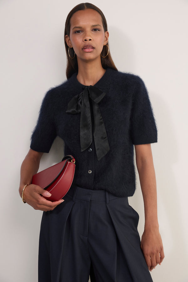 Maude Tie Neck Cardigan - Black