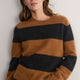 Melanie Brushed Jumper - Black/Cognac Stripe