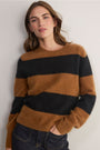 Melanie Brushed Jumper - Black/Cognac Stripe