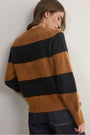 Melanie Brushed Jumper - Black/Cognac Stripe