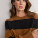 Melanie Brushed Jumper - Black/Cognac Stripe