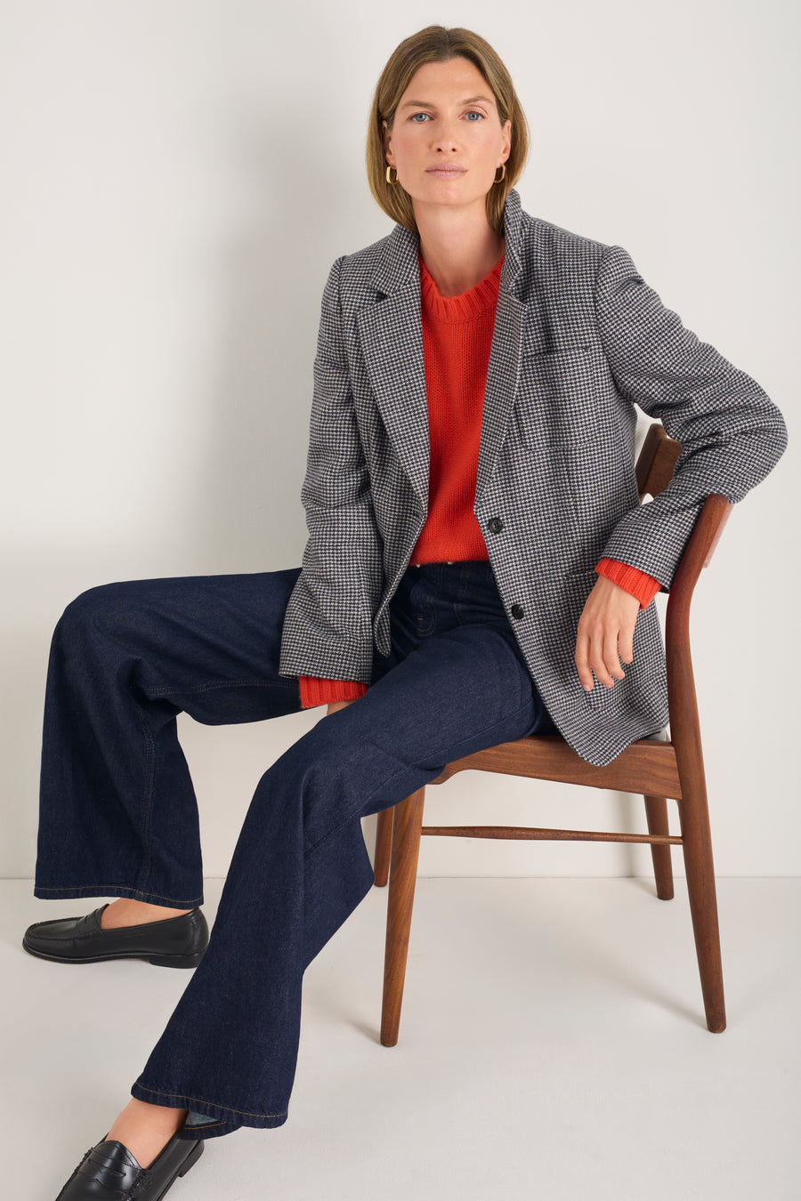 Melanie Dogtooth Blazer - Midnight/Stone Check