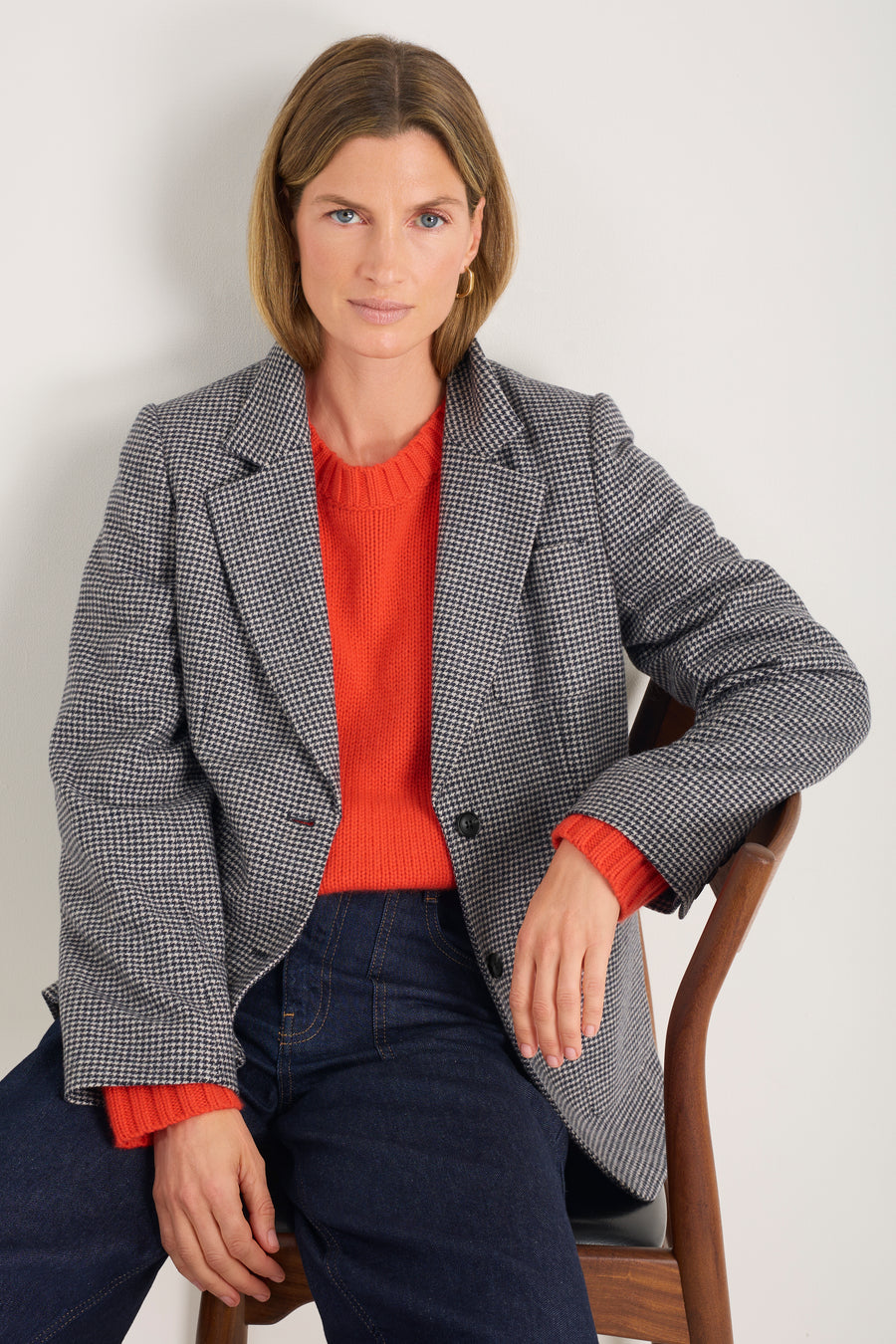 Melanie Dogtooth Blazer - Midnight/Stone Check