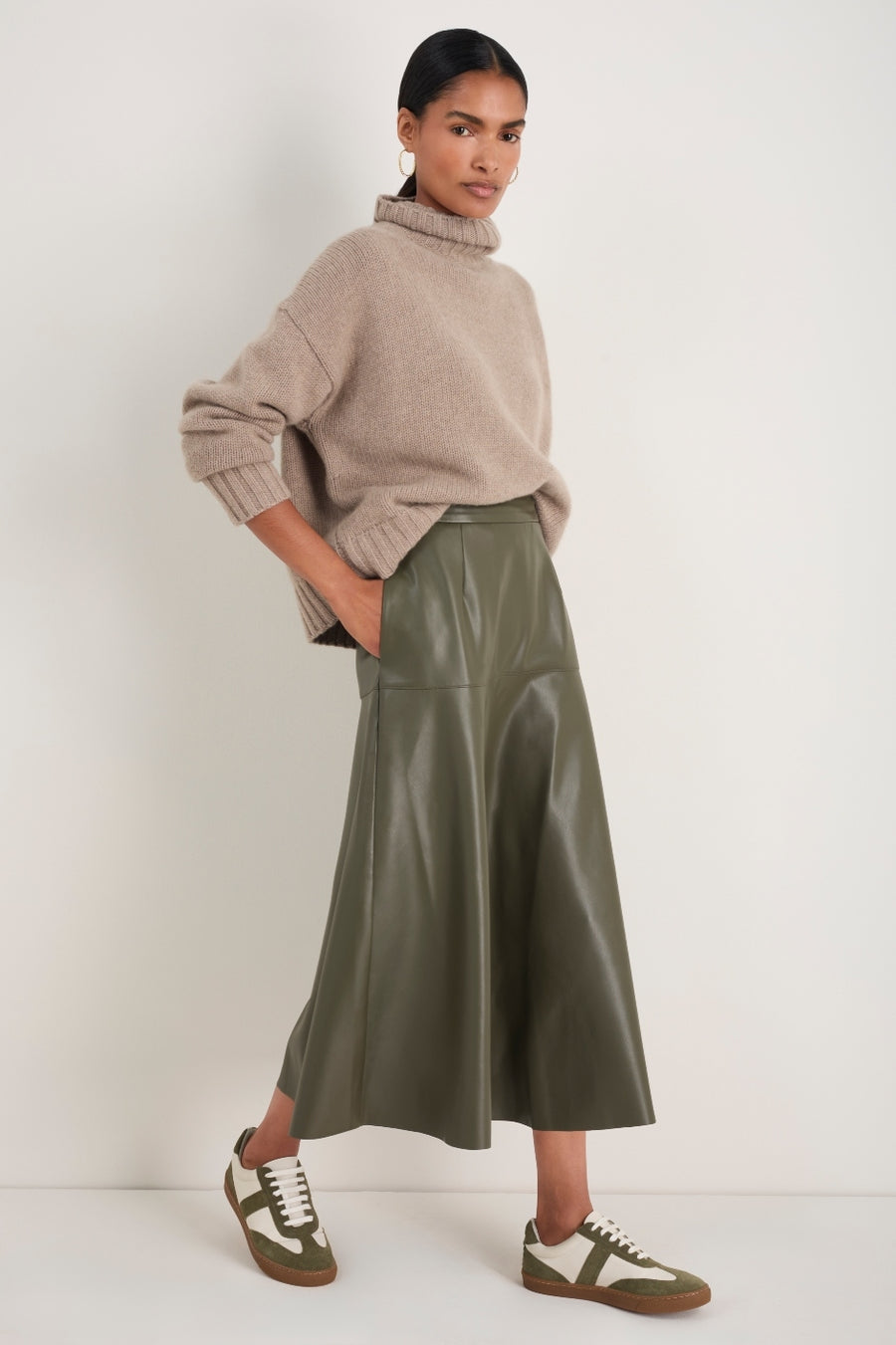 Melina Faux Leather Skirt - Dark Olive