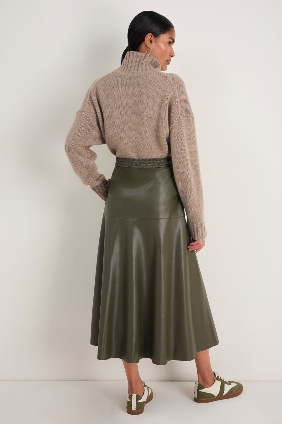Melina Faux Leather Skirt - Dark Olive