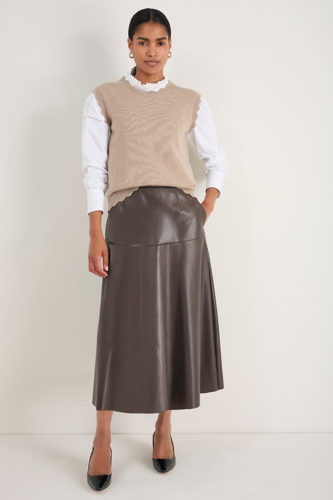 Melina Faux Leather Skirt - Espresso
