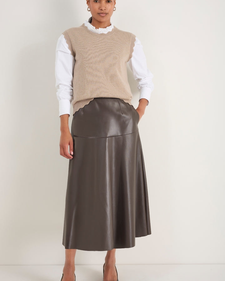 Melina Faux Leather Skirt - Espresso