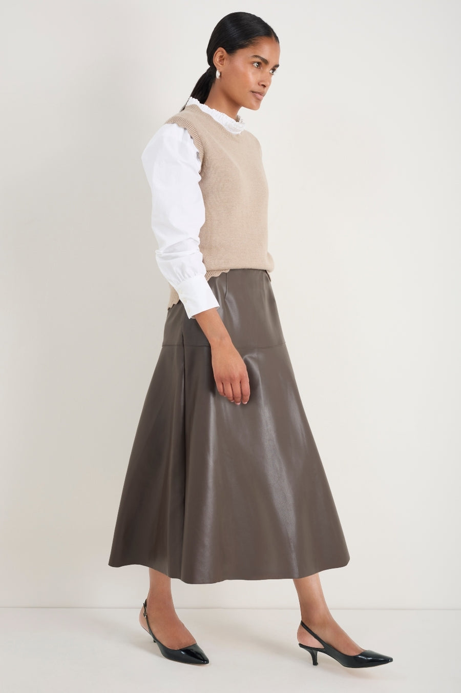 Melina Faux Leather Skirt - Espresso
