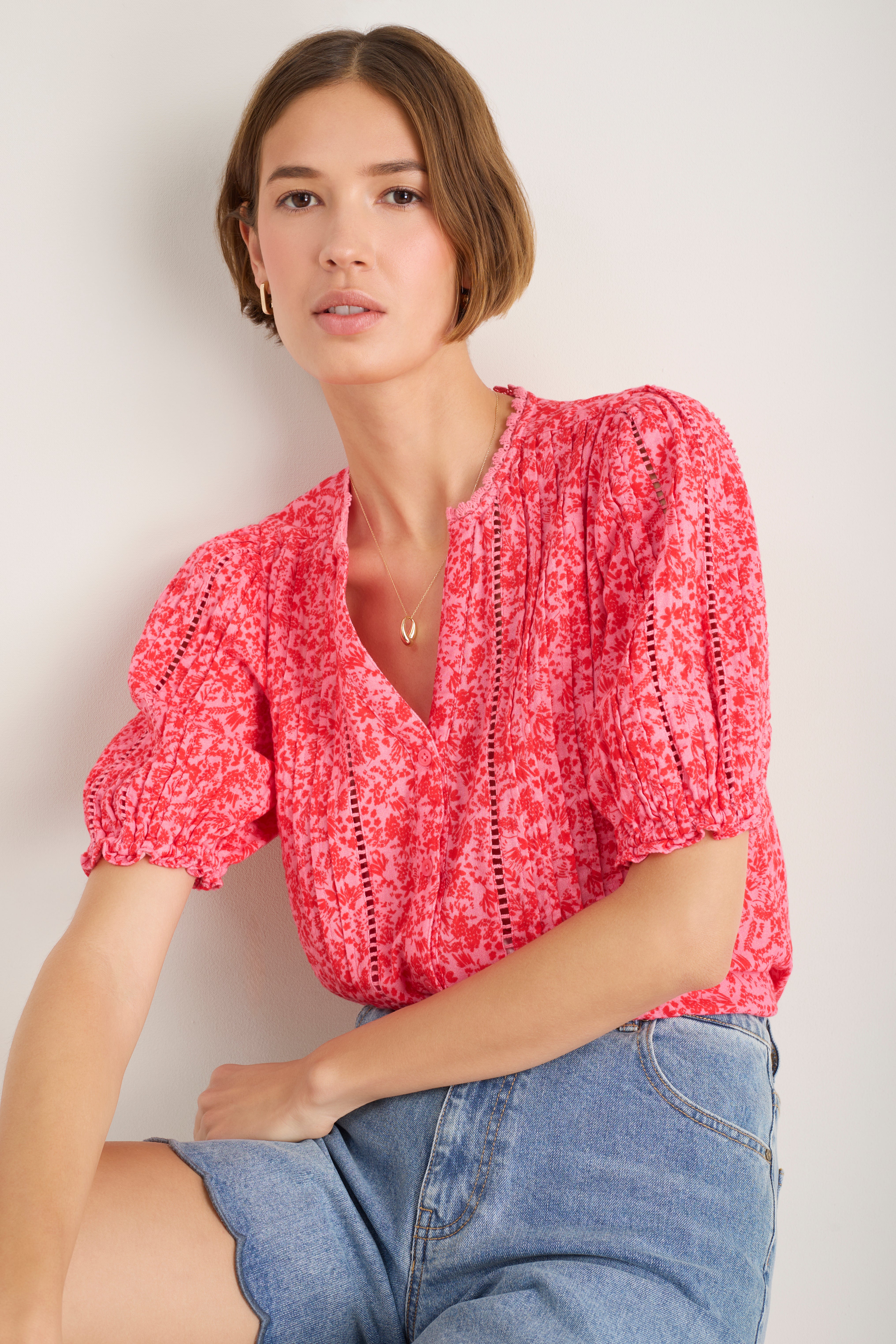Melissa Blouse - Perfect Pink Daisy Floral – WYSE London