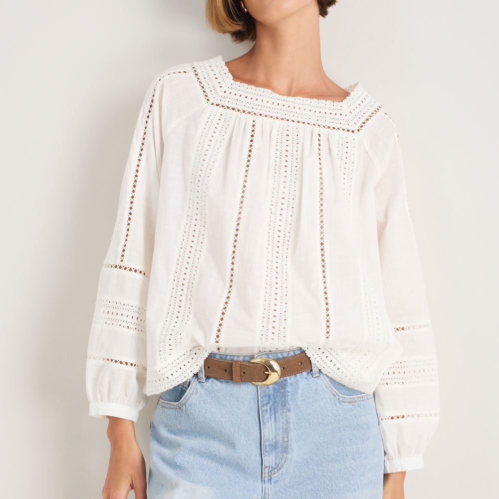 Melody Square Neck Top - Ivory