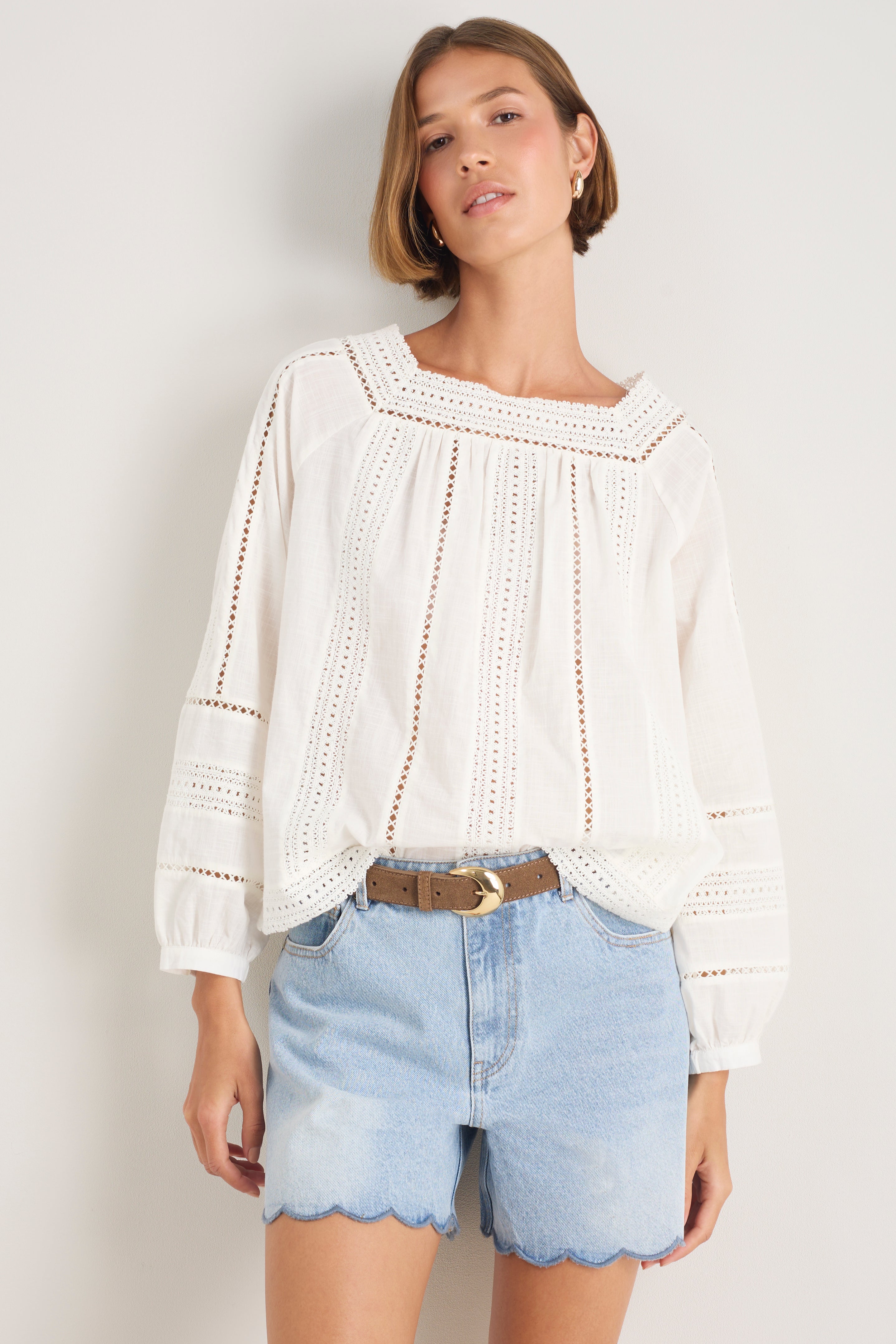 Melody Square Neck Top - Ivory