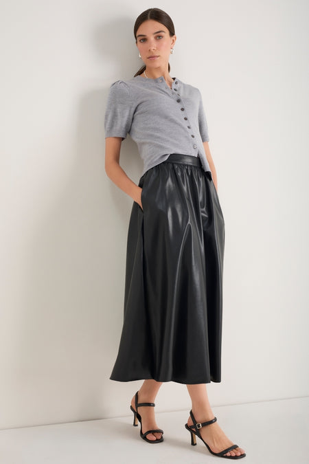 Mollie Faux Leather Skirt - Black