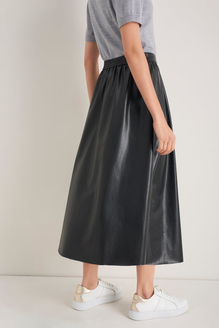 Mollie Faux Leather Skirt - Black