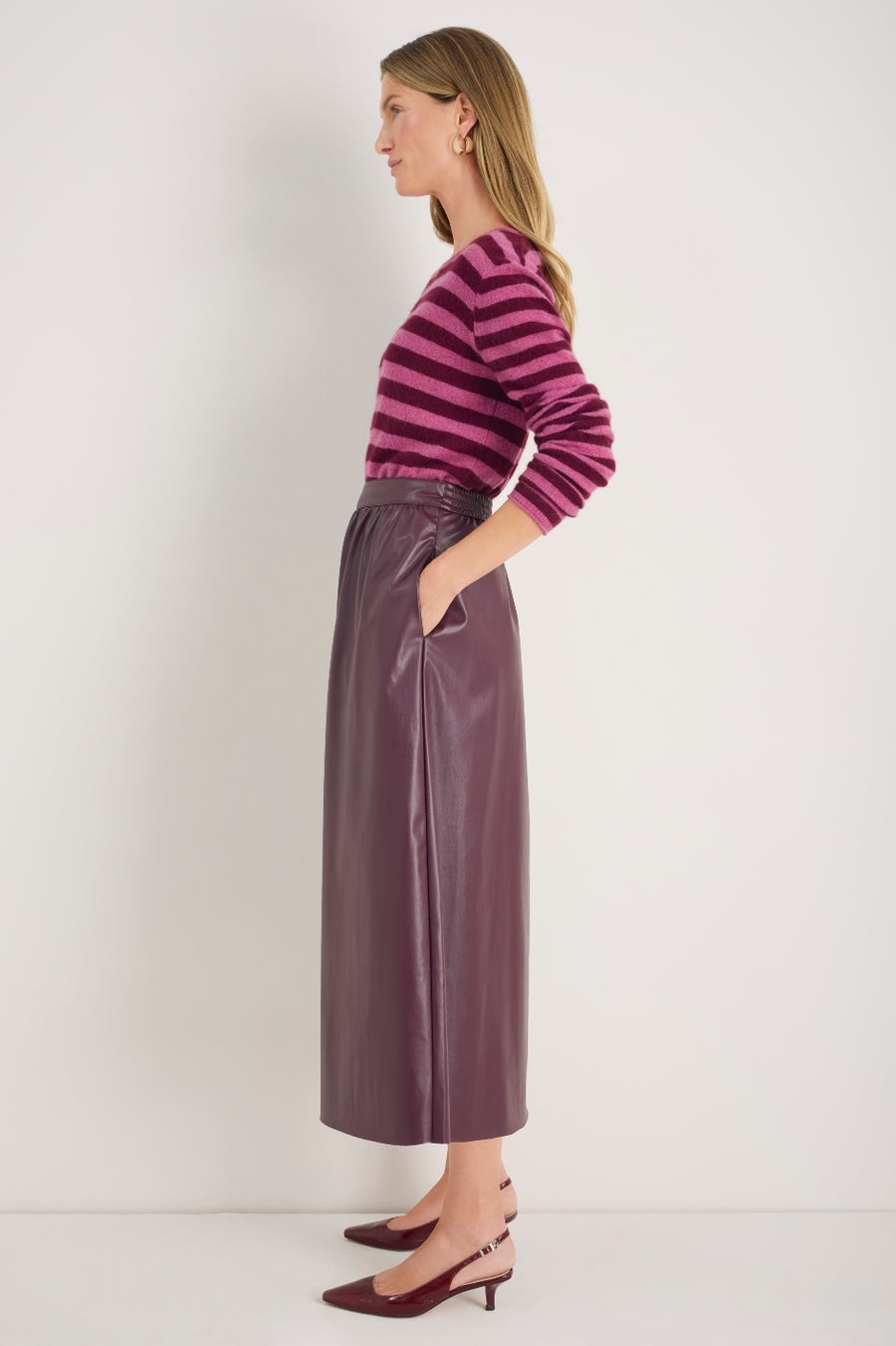 Mollie Faux Leather Skirt - Deep Fig