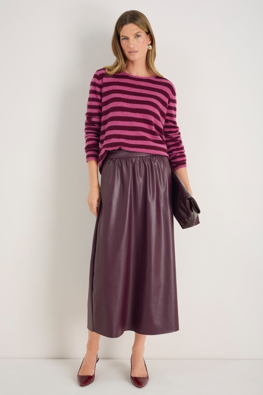 Mollie Faux Leather Skirt - Deep Fig