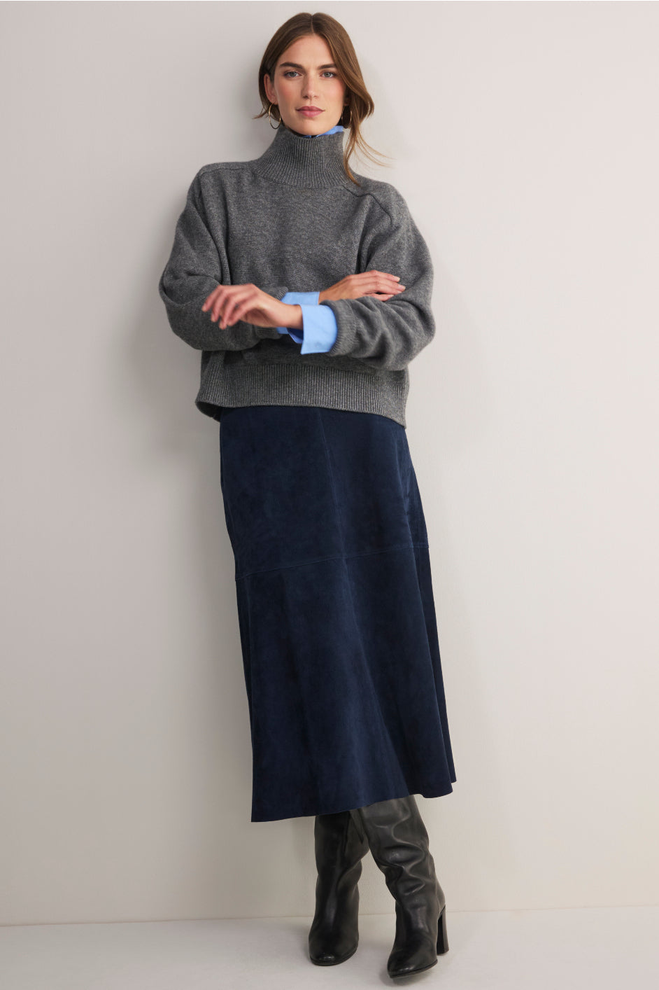 Mollie Suede Skirt - Midnight