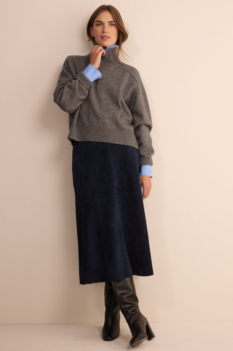 Mollie Suede Skirt - Midnight