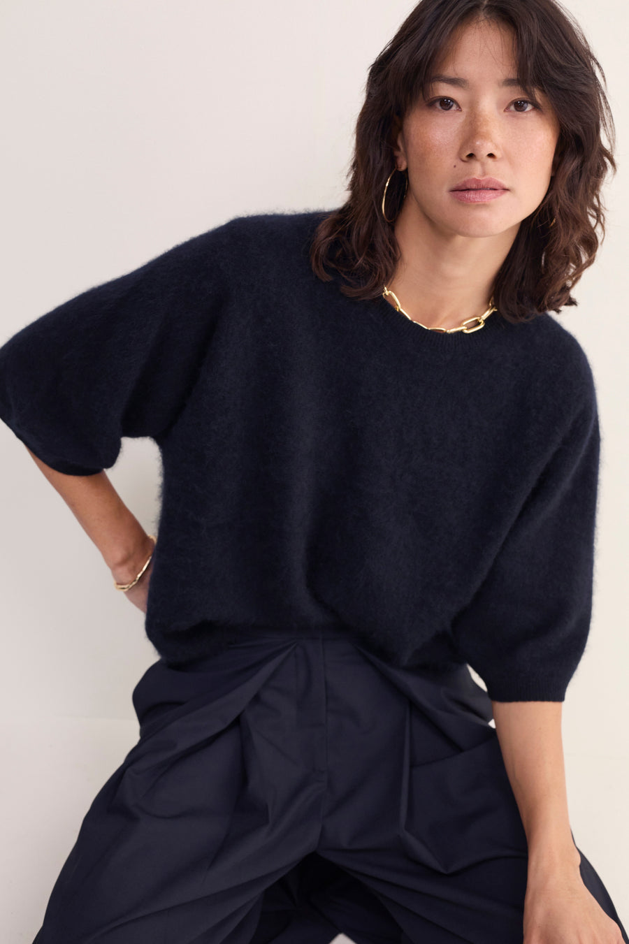 Myla Brushed Knitted Top - Black