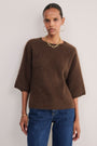 Myla Brushed Knitted Top - Chocolate