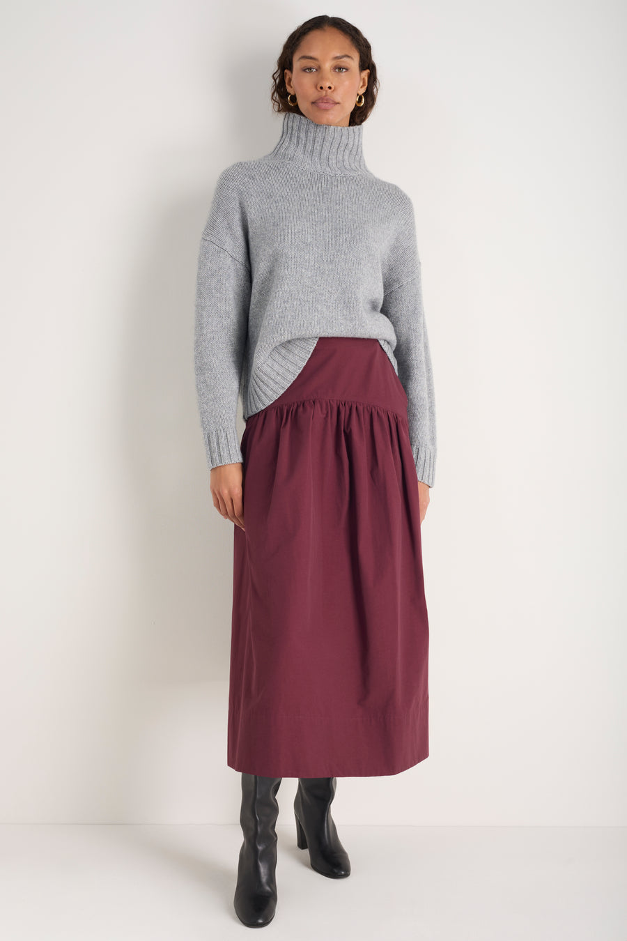Naomi Seamed Skirt - Plum