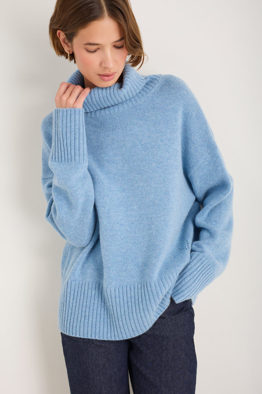 Nelly Roll Neck Jumper - Denim Blue Melange