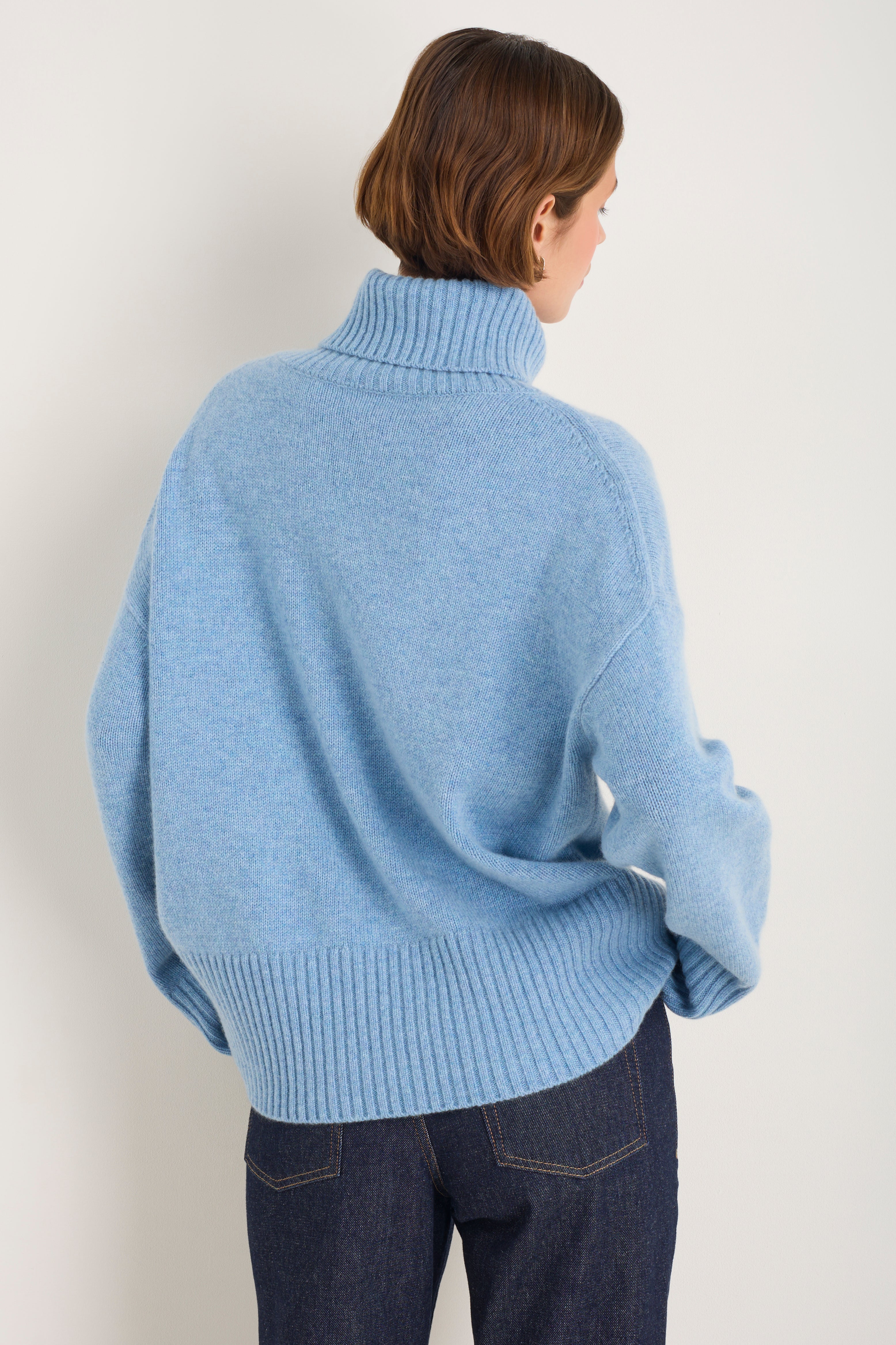 Nelly Roll Neck Jumper - Denim Blue Melange