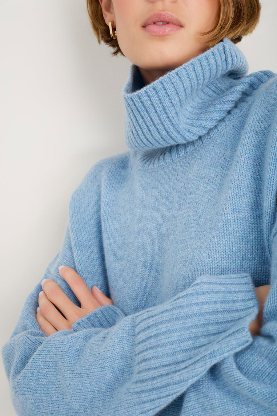 Nelly Roll Neck Jumper - Denim Blue Melange