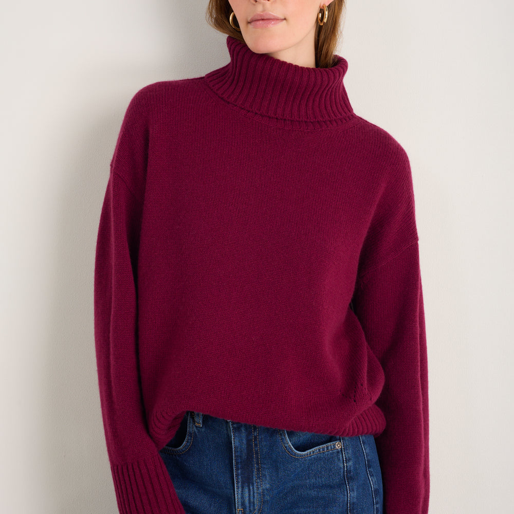 Nelly Roll Neck Jumper - Plum
