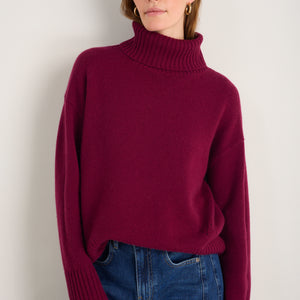 Nelly Roll Neck Jumper - Plum