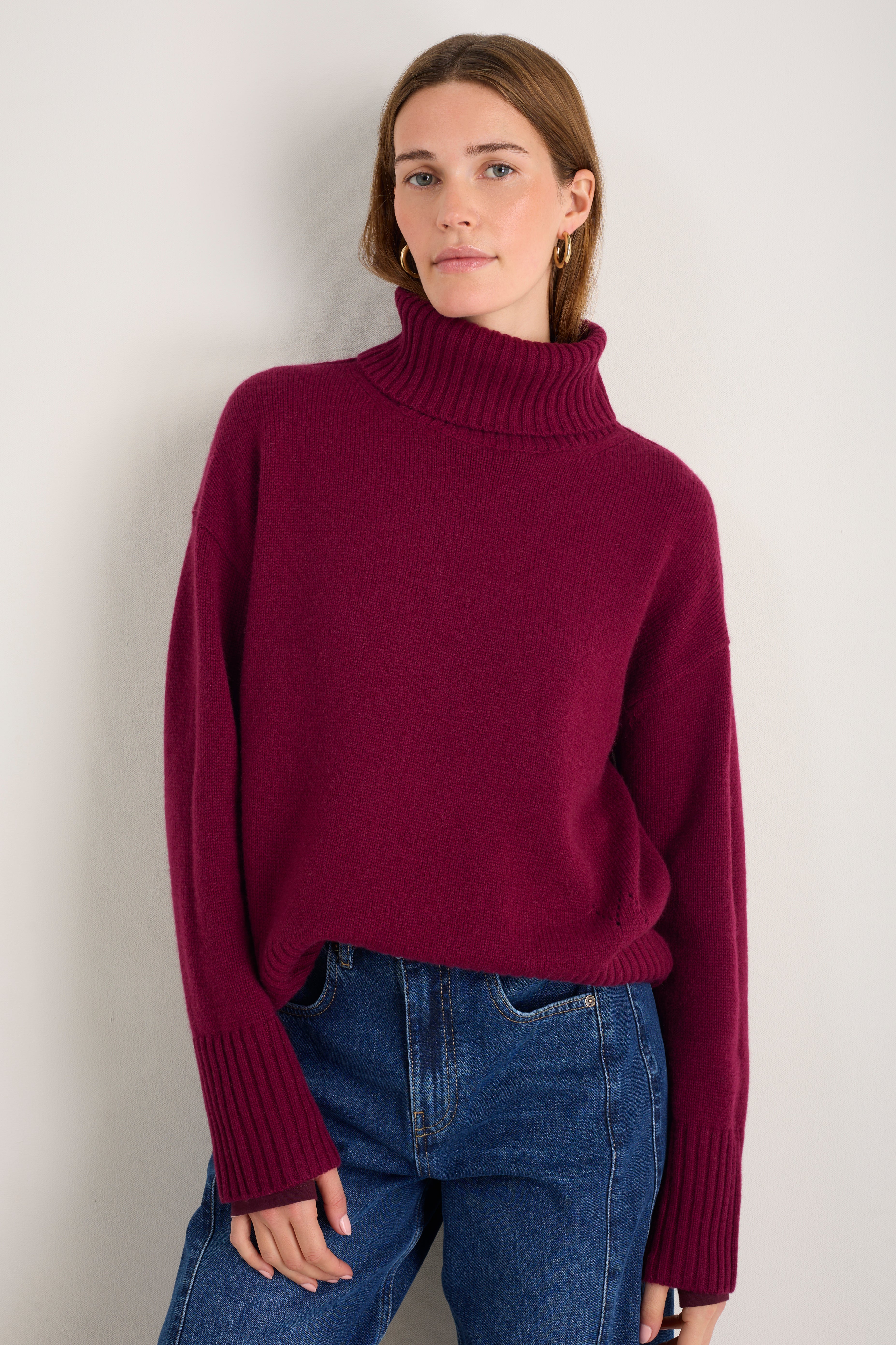 Nelly Roll Neck Jumper - Plum